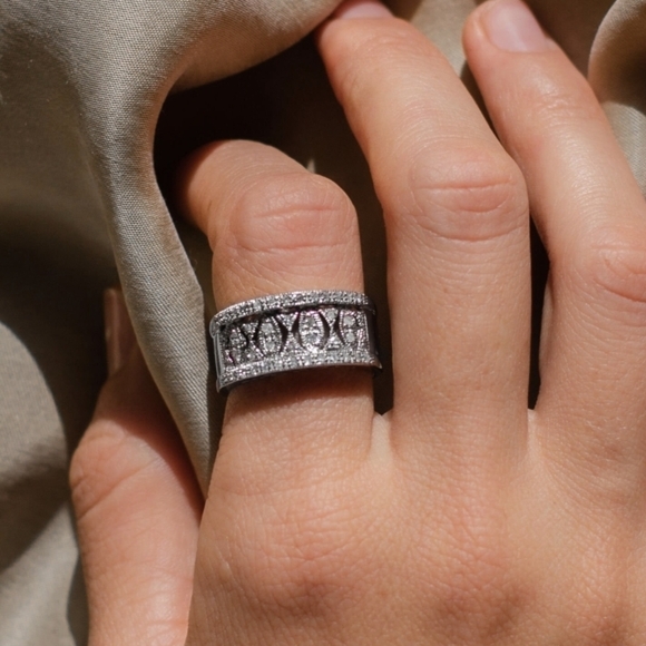 Jewelry - Vintage 14k White Gold Diamon Art Deco Ring Size 8